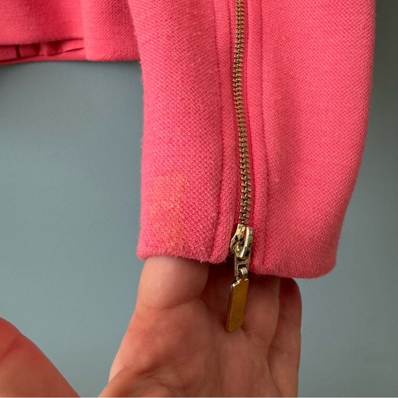 Tommy Hilfiger Full Zip Blazer Moto Zip Cuffs Padded Shoulders. Pink. Size 4 - Picture 13 of 15